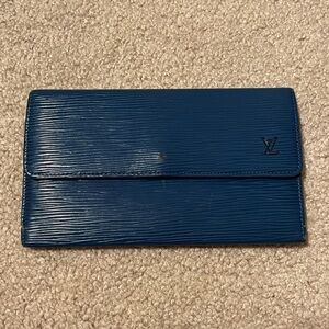 Louis Vuitton Blue Epi Leather Flap Wallet